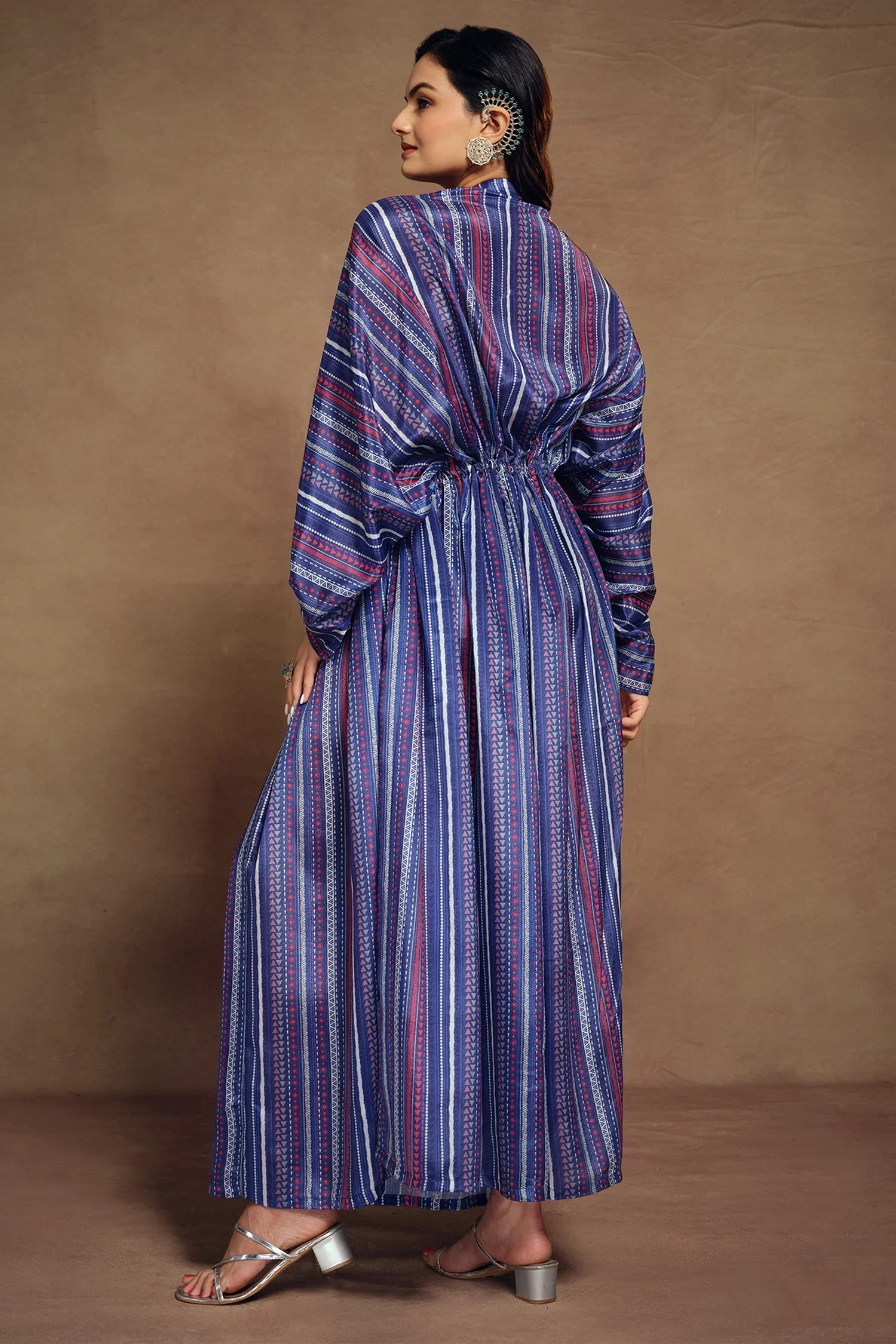 Blue Art Silk Digital Printed Kaftan - Image 5