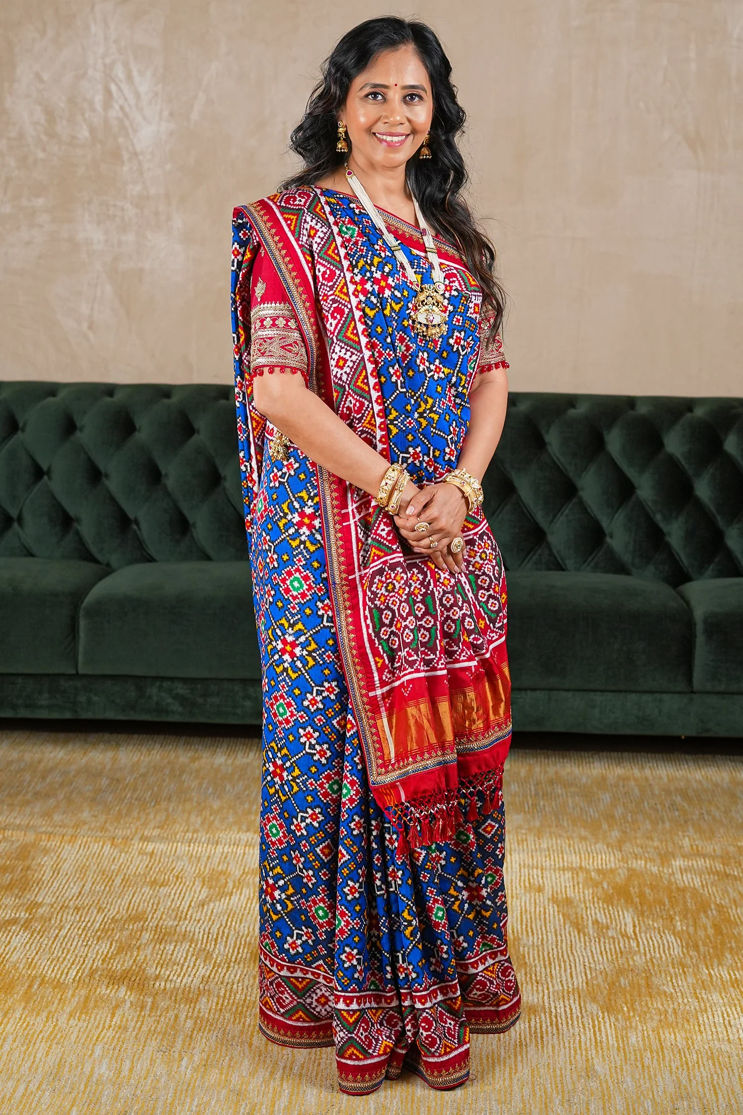 Blue Silk Traditional Patola Saree - Image 3