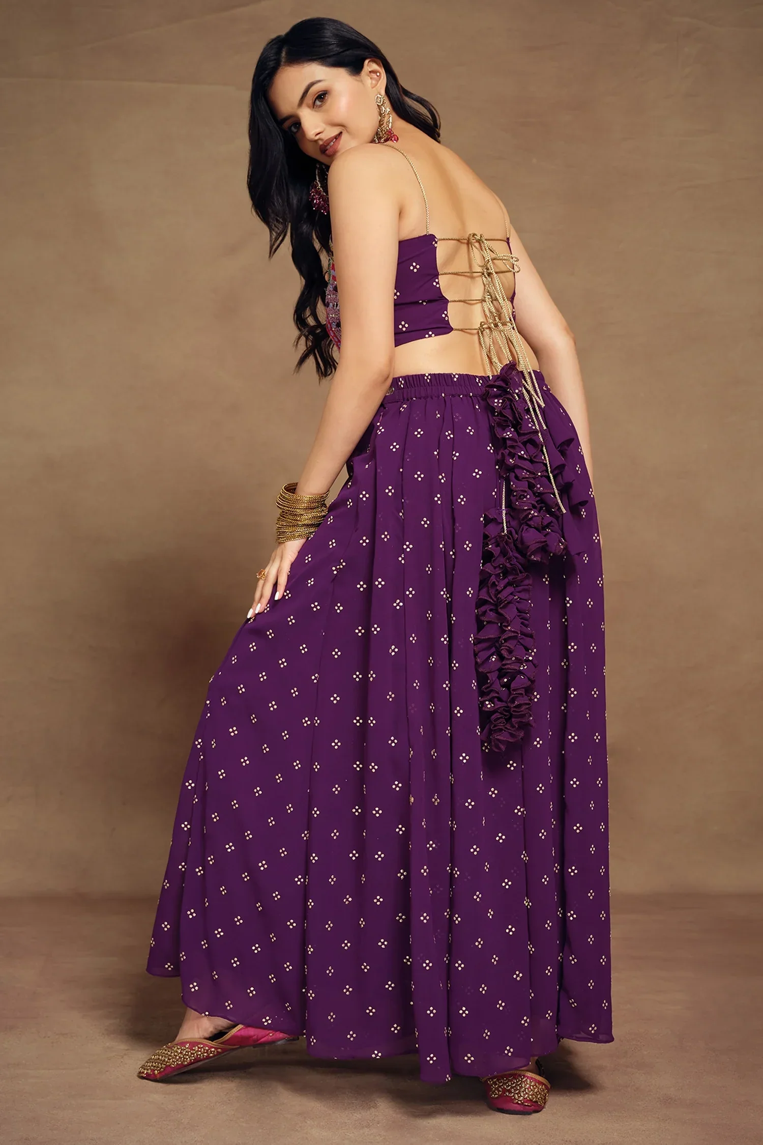 Purple Art Silk Co-Ord Set Adorned with Intricate Embroidery and Handwork - Image 4