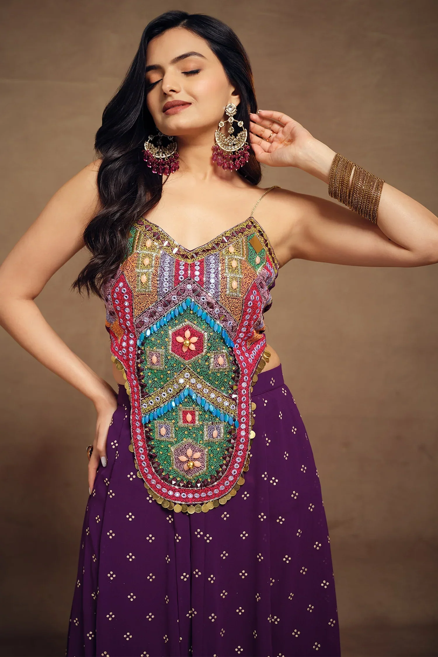 Purple Art Silk Co-Ord Set Adorned with Intricate Embroidery and Handwork - Image 5