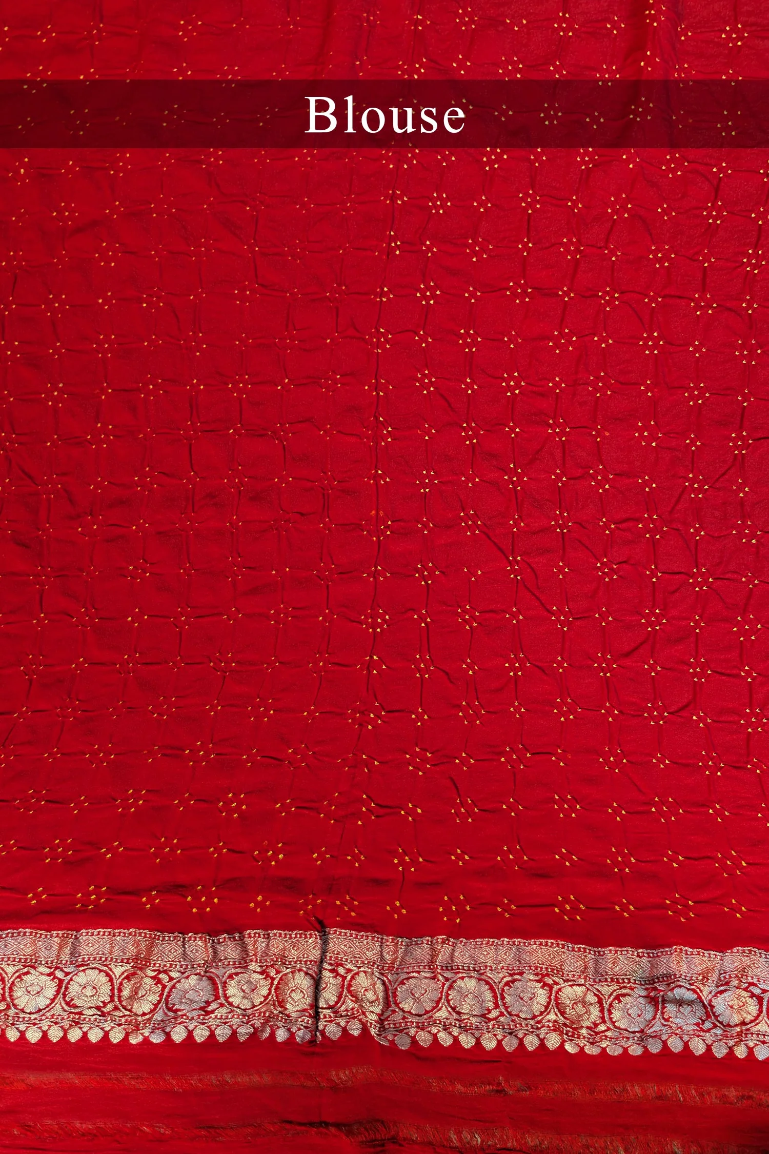 Red Georgette Traditional Rai Bandhej Saree - Image 3
