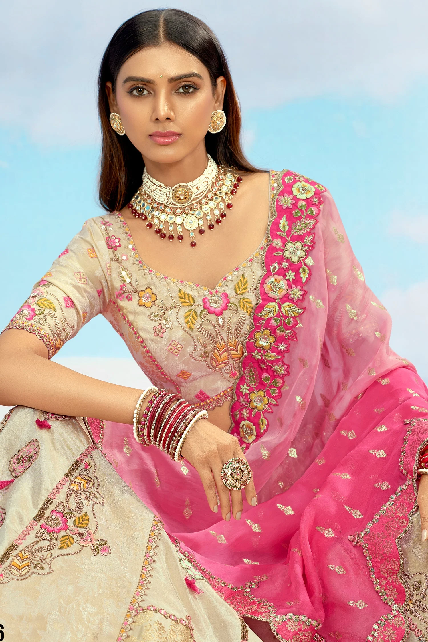 Silk Sequin Embroidered Lehenga - Image 3